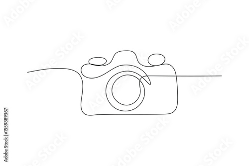 The camera is drawing by one line art on a white background single line design continuous line Vector icon
