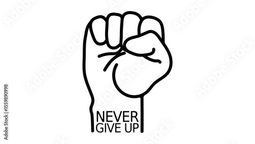 never give up, black isolated silhouette