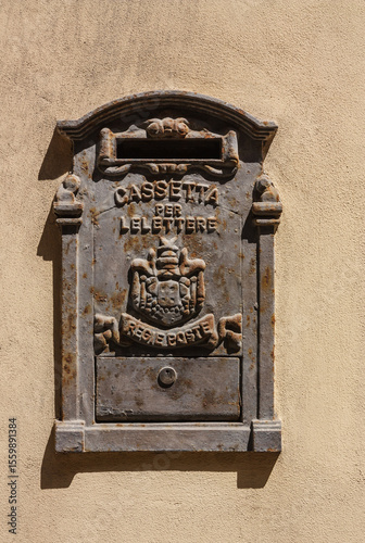 Italian vintage rusty iron mailbox