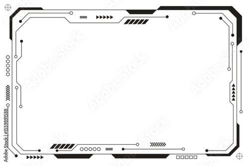 Black control panel abstract modern technology futuristic interface hud ui on white background.	