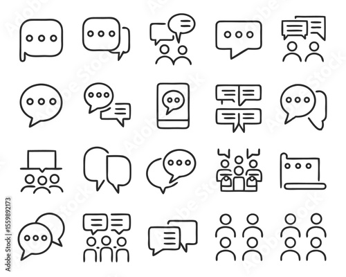 Visual representation of people engaged in conversation and dialogue conveying the essence of communication and discussion through graphic elements