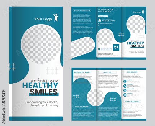 Creative, Modern Medical healthcare trifold brochure design Template for print.