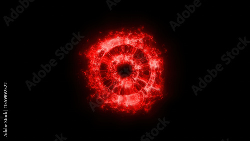 Red Magic Shockwave – 3D Energy Ring on Black Background