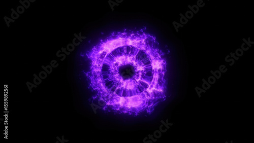 Purple Magic Shockwave – 3D Energy Ring on Black Background