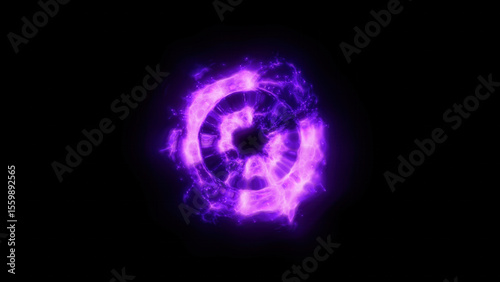 Purple Magic Shockwave – 3D Energy Ring on Black Background