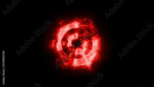 Red Magic Shockwave – 3D Energy Ring on Black Background
