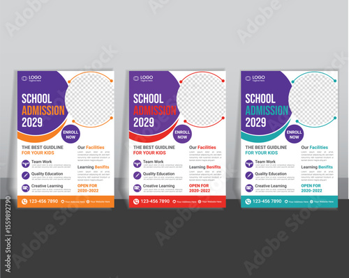Colorful School Admission Flyer 2029 | EPS Template | Educational Poster for Enrollment & Registration

