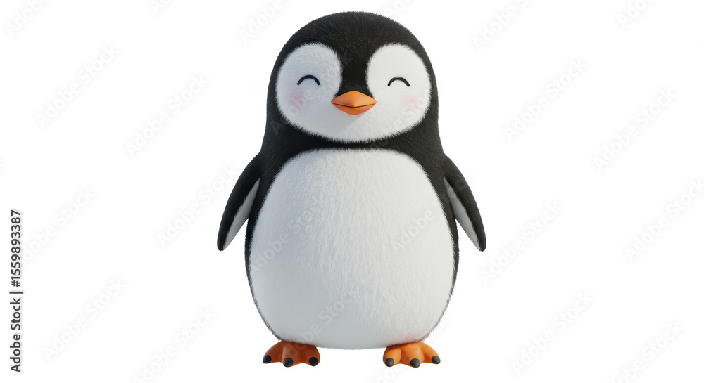 Obraz premium Isolated Cartoon Penguin with Smiling Face, Winter Animal