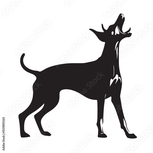 Presenting a defined Doberman Pinscher digital black image, with sharp, recognizable lines - Doberman Pinscher silhouette - Doberman Pinscher Vector - Silhouette of Doberman Pinscher - dog vector

