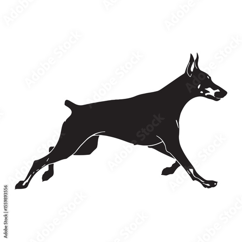 Presenting a standard Doberman Pinscher digital black vector, easy to use and adapt - Doberman Pinscher silhouette - Doberman Pinscher Vector - Silhouette of Doberman Pinscher - dog vector

