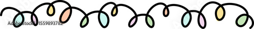 Cute hand drawn colorful swirl line header footer