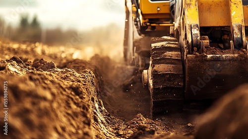 A powerful trencher in action, digging deep with space left for clear branding placement
