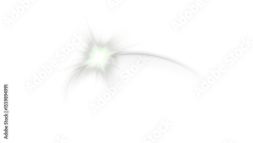 Transparent Background: A dynamic white light burst with a subtle green center and trailing effect, perfect for energetic accents or sci-fi visuals.