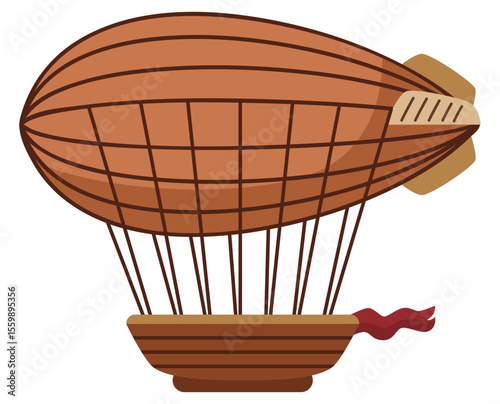 Retro Vintage Hot Air Balloon Transportation Vector Illustration