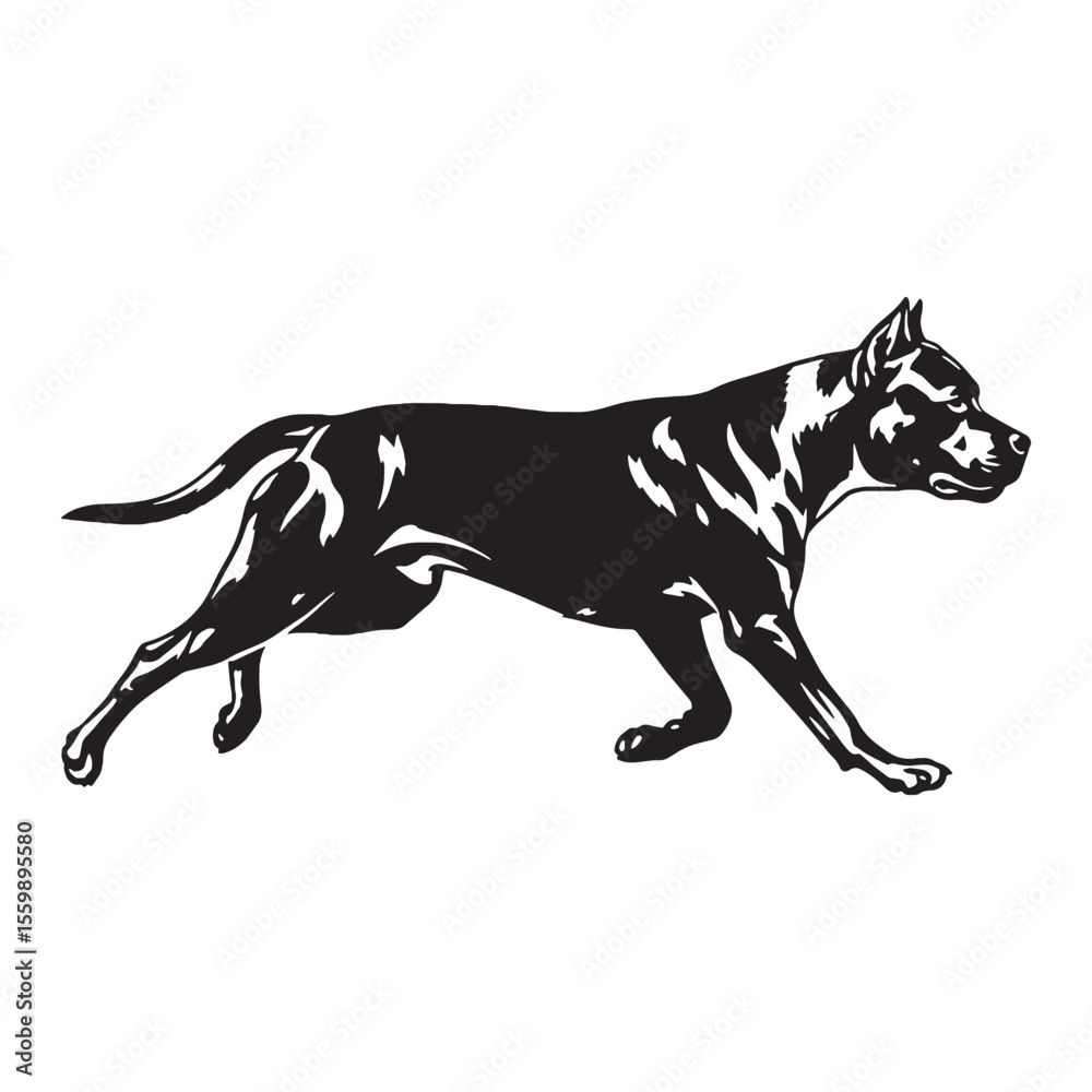 Fototapeta premium An exceptionally alert Dogo Argentino digital black silhouette, perfect for rendering - Dogo Argentino silhouette - Dogo Argentino Vector - Silhouette of Dogo Argentino - dog silhouette