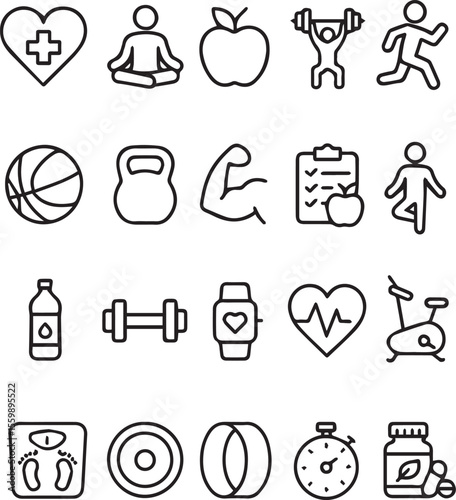fitness icons set