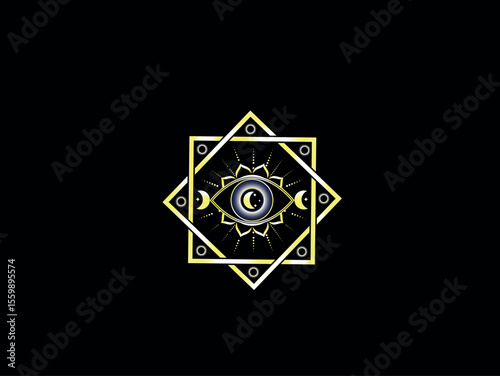 Spiritual Third Eye Symbol in Geometric Frame