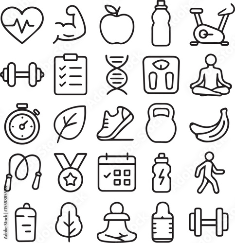 fitness icons set