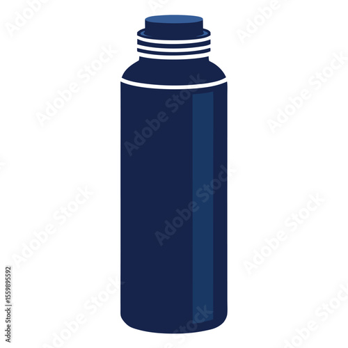 Solid silhouette of a thermal insulated bottle with screw lid on white background
