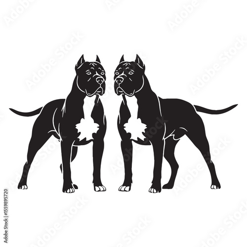 Showcasing a noble Dogo Argentino digital black form, impactful for any design - Dogo Argentino silhouette - Dogo Argentino Vector - Silhouette of Dogo Argentino - dog vector

