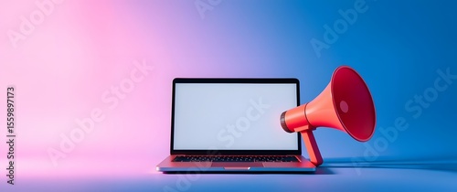 megaphone on a red background
