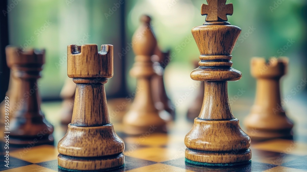 Fototapeta premium Chess pieces on a board
