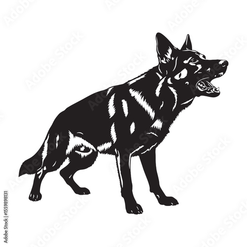 Presenting a defined German Shepherd digital black image, with sharp, recognizable lines - German Shepherd silhouette - German Shepherd Vector - Silhouette of German Shepherd - dog vector

