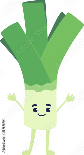 Cute Leek Vegetable Character

