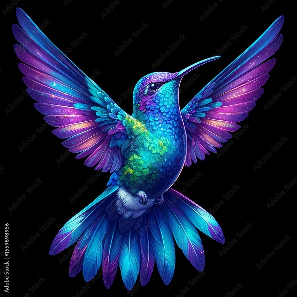 Obraz premium A painting of beautiful wildlife on a background of luminous shades and intricate details.