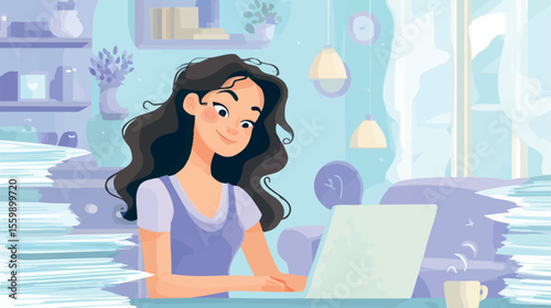 A focused woman in an illustration, tackling a mountain of paperwork.
