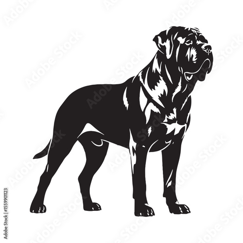 A modern Mastiff digital black silhouette, featuring contemporary lines - Mastiff silhouette - Mastiff Vector - Silhouette of Mastiff - dog silhouette

