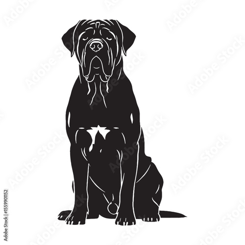 A simple Mastiff digital black silhouette, easy to integrate into layouts - Mastiff silhouette - Mastiff Vector - Silhouette of Mastiff - dog silhouette

