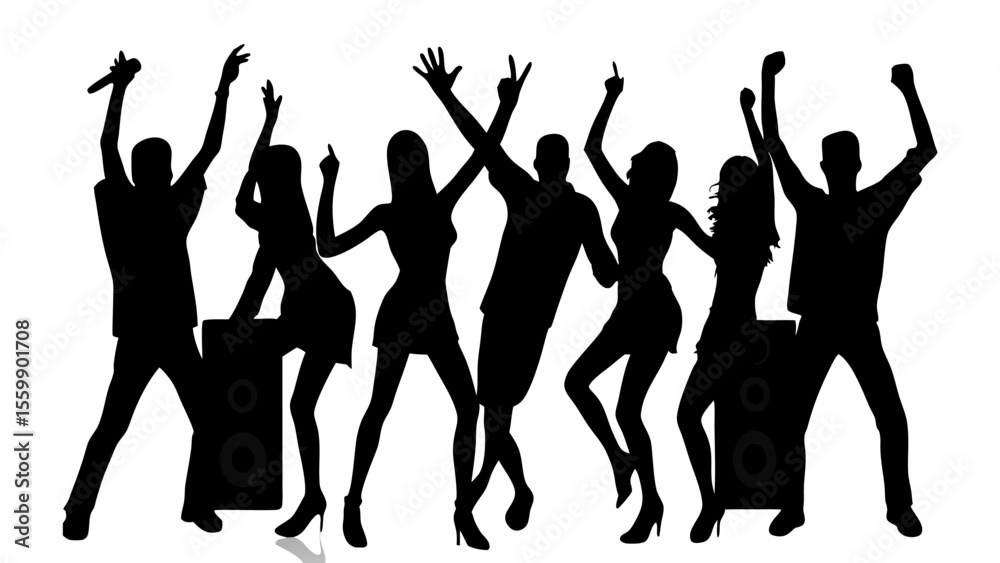 Fototapeta premium vector silhouettes of dancing people
