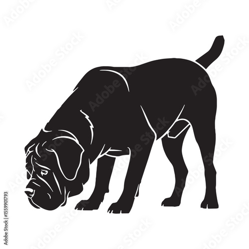 A proud Mastiff digital black image, an elegant graphic for your projects - Mastiff silhouette - Mastiff Vector - Silhouette of Mastiff - dog silhouette


