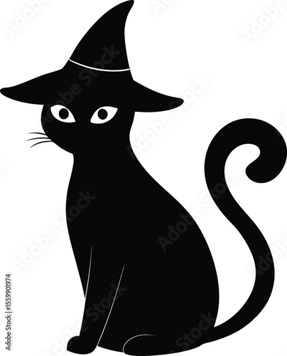 black cat vector illustration on transparent background