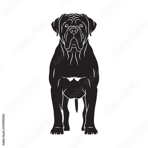 A loyal Mastiff black vector artwork, showing the breed's strong presence - Mastiff silhouette - Mastiff Vector - Silhouette of Mastiff - dog silhouette

