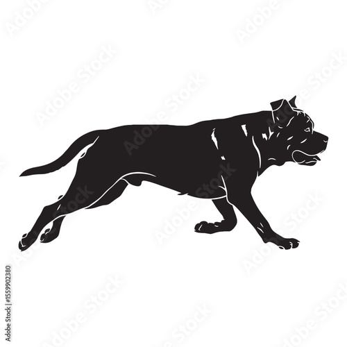 Powerful Mastiff digital black vector - Mastiff silhouette - Mastiff Vector - Silhouette of Mastiff - dog silhouette

