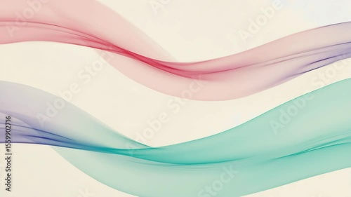 Soft Ribbon Wave Flow. Abstract Transparent Lines Motion Loop