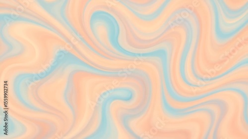 Pastel Peach Blue Marble Swirl. Soft Abstract Fluid Flow Loop