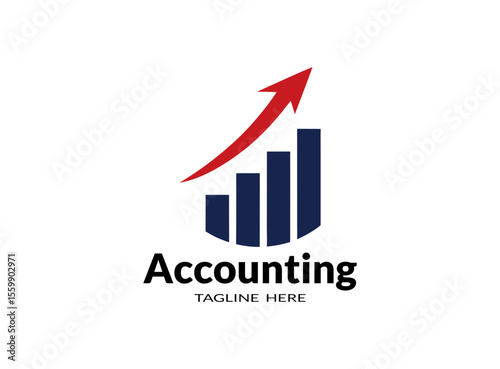 Financial Growth Logo with Bar Chart and Up Arrow Vector for Business, Investment, Accounting, Marketing, and Corporate Success