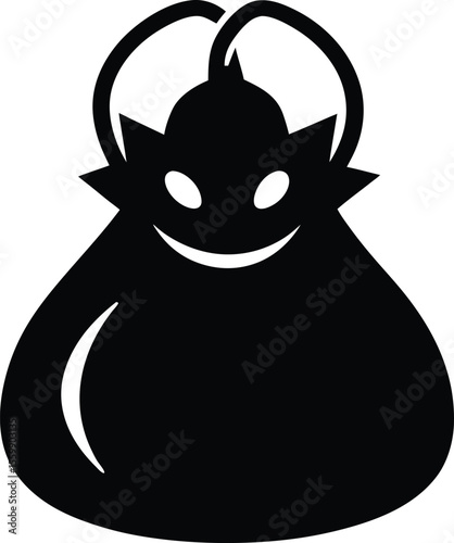 black and white cartoon monster