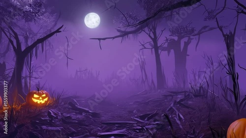 Haunted Pumpkin Forest Halloween Background