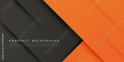Abstract orange overlap square theme background. Orange square papercut pattern on dark gray color background. Eps10 vector
