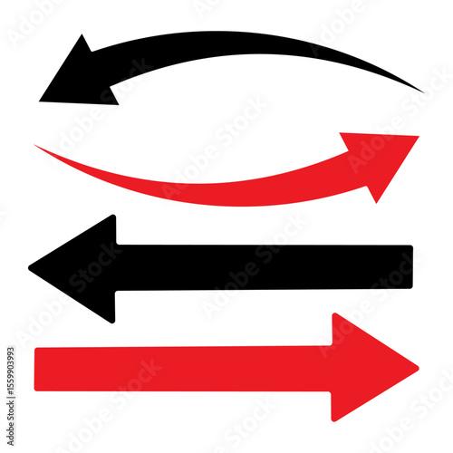 Red and black long arrow icon. Straight long arrow vector icon. vector illustration