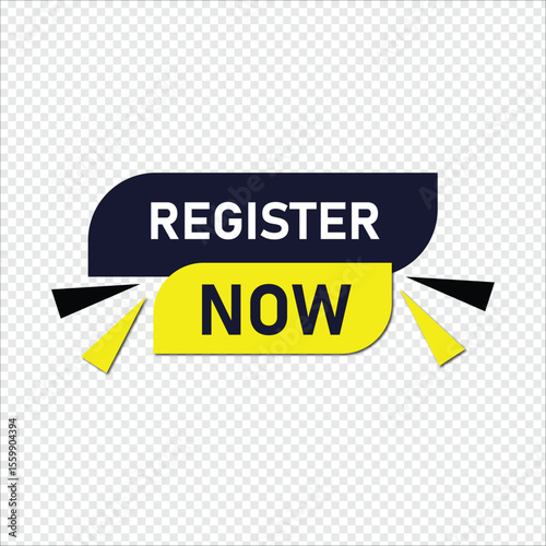 Register now Button web template Banner Label register now sign icon Vector illustration