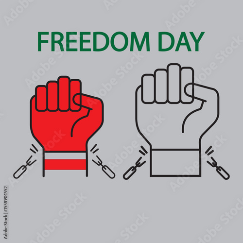 Symbolic hands breaking chains on freedom day celebration