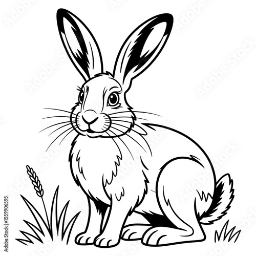 vector illustration of a hare coloring page