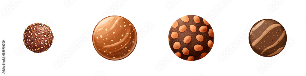 Fototapeta premium Assorted Chocolate Truffles Collection: Gourmet Dessert, Sweet Treats on White Background