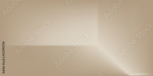 Beige Studio Room Wall Background with Light, Shadow on Table, Light Brown Background for Spring, Summer Product Presentation, Empty 3D Display Room