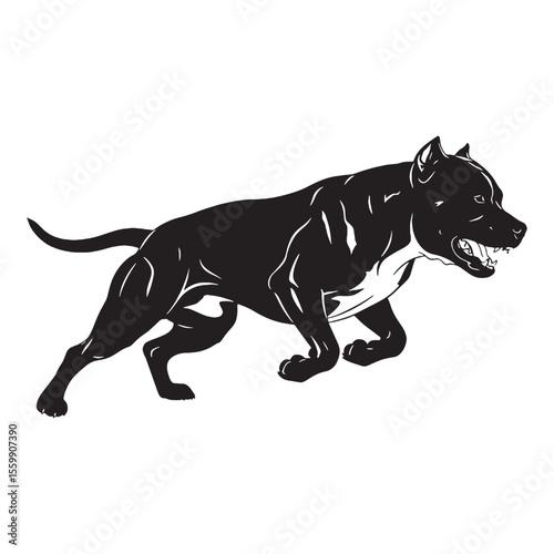 Delivering a well-defined Pitbull digital black image, with sharp, recognizable lines - Pitbull silhouette - Pitbull Vector - Silhouette of Pitbull - dog vector

